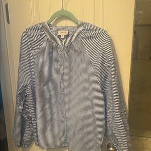 Royal blue and white stripe blouse